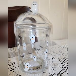 Ghost Glass Jar with Lid